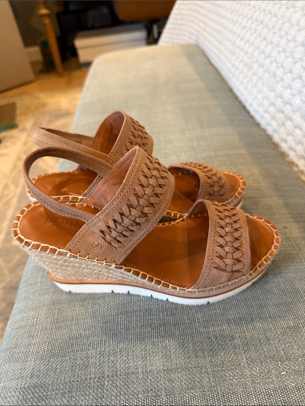 Kenneth Cole/Gentle Souls Braided Slingback Wedge Sandals in Tan